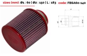 Universeel conisch filter BMC Single Air Métalen top 60mm