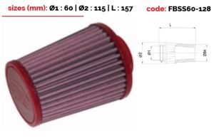 Filtre air conique BMC Single Air diamètre 60 mm_1